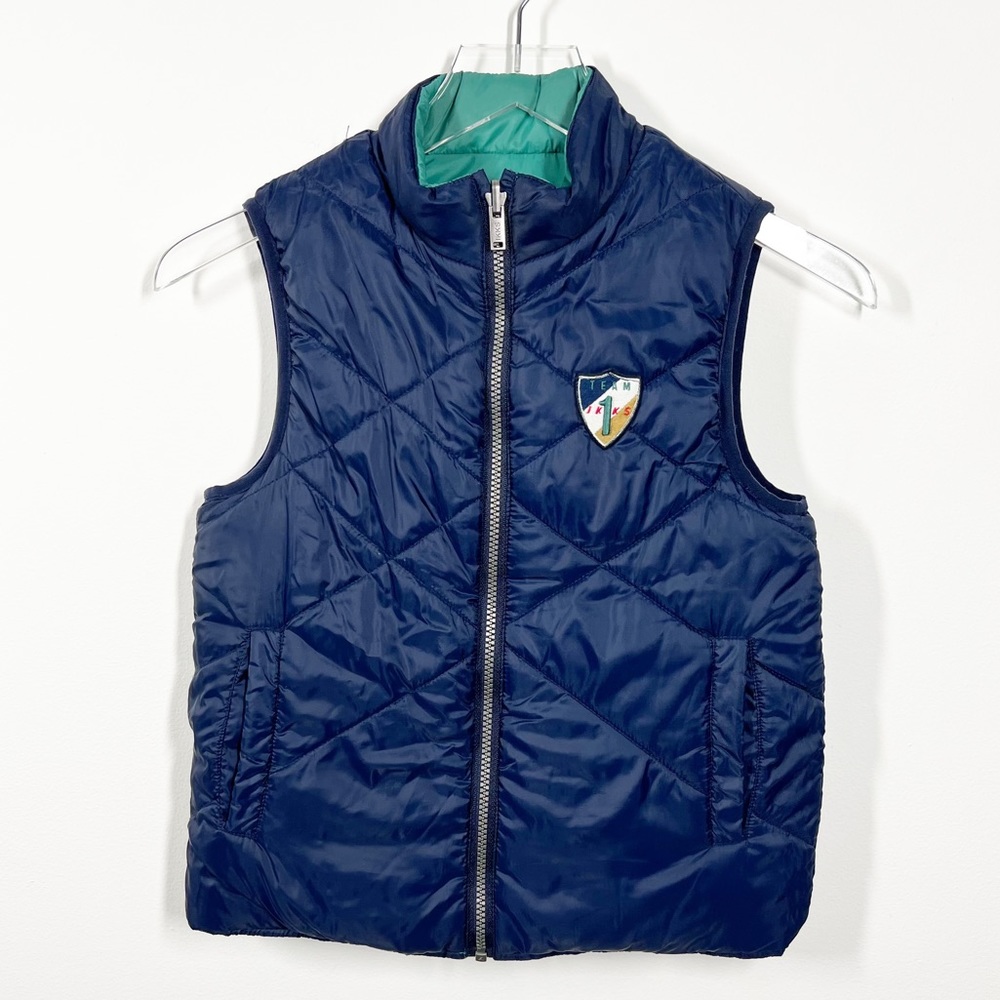 Ikks Boys Reversible Puffer Vest in Green and Blue with Stripes Size 10 - Picture 12 of 16